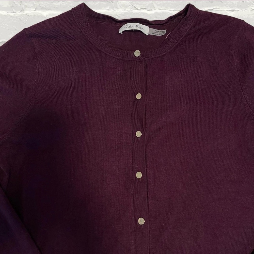Calvin Klein Plum Knit Cardigan - Picture 2 of 3